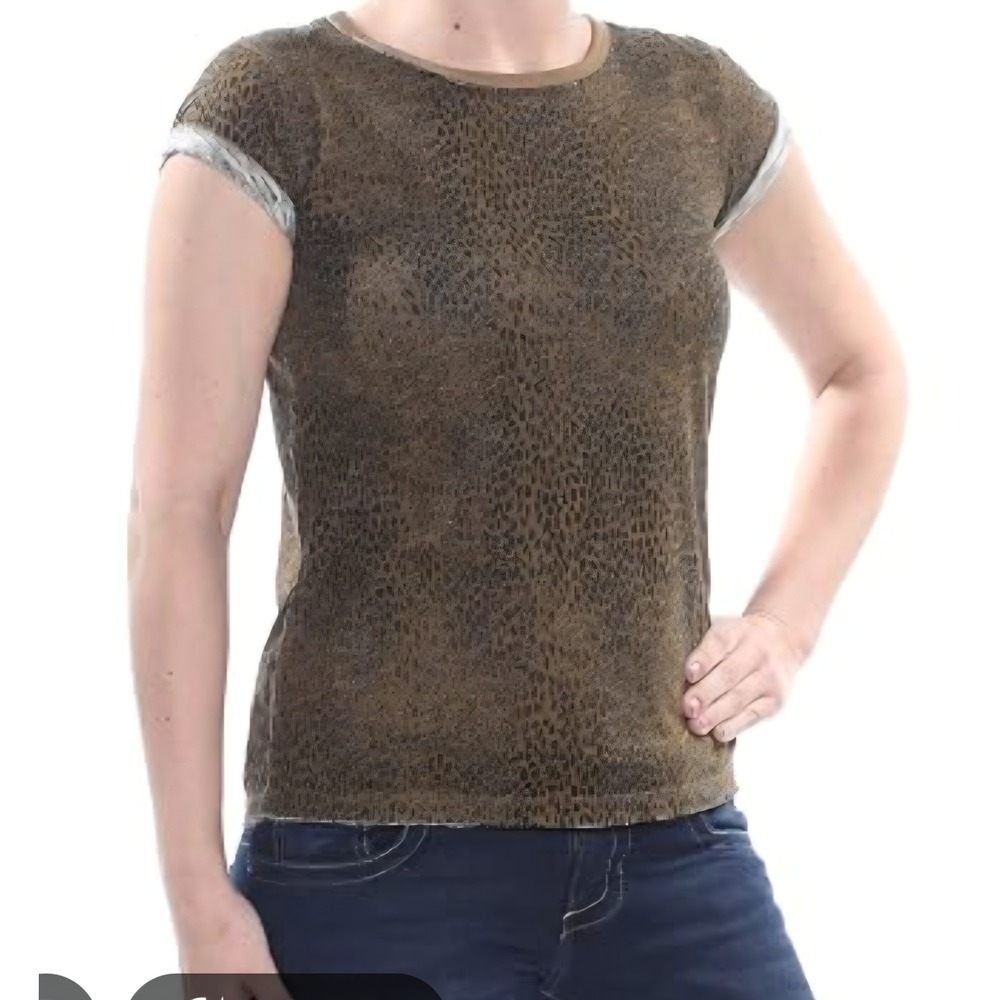We The Free Animal Print Leopard Cheetah Brown Maximakist Cotton t-Shirt sz M
